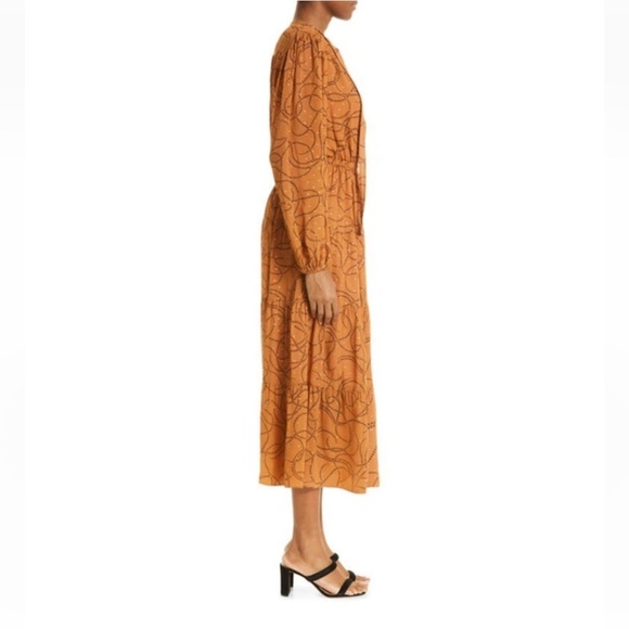 A.L.C. Marlowe Long Sleeve Silk Maxi Dress Almond Combo Size 8 NWT - Picture 3 of 5